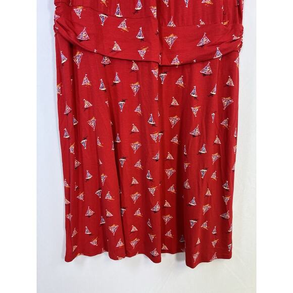 Women’s Midi Dress 1X 18-20 Sailboat Print Red Nautical Coastal Summer - Picture 5 of 12